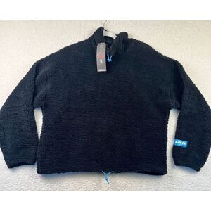NWT‎ Levi's Sherpa Black Cropped Pullover Sweater Adjustable Waistband Women's M